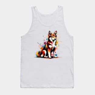 Colorful Norwegian Lundehund in Abstract Splash Paint Art Tank Top